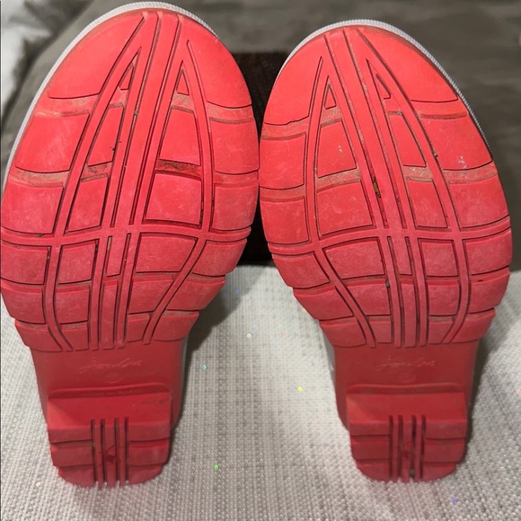 Joules Molly Welly Gray Coral Green Garden Floral Mid Rain Boots - Picture 7 of 11